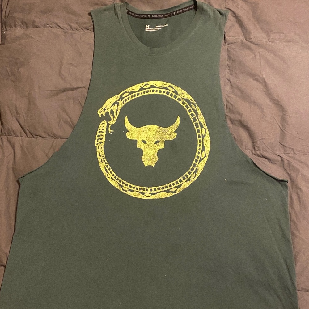 Under Armour Dark Green Tank with Yellow Snake Graphic